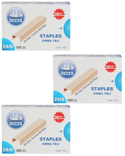 Delta Zımba Teli 24/6 Sarı 3 lü Set 1551 - 3