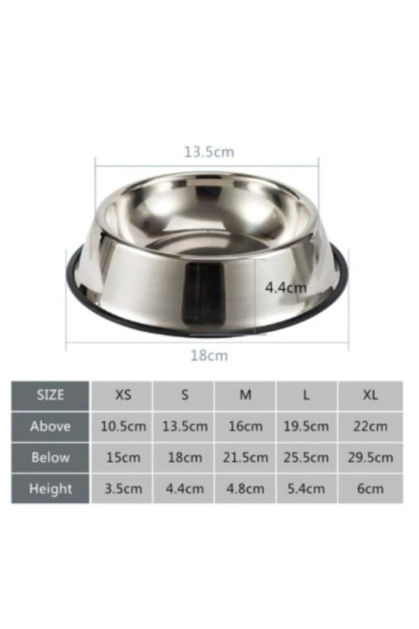 18 Cm Paslanmaz Çelik Evcil Hayvan Kedi Köpek Mama Kabı - 3