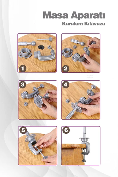 Kuaför Eğitim Mankeni Kahverengi/Platin + Demir Tripod + Masa Aparatı - 3'lü Set - 6