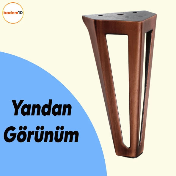 Ovit Açık Koltuk Baza Puf Kanepe Tv Ünite Masa Mobilya Ayağı Ayakları Metal Ayak 14 Cm Antik Bakır - Resim 3