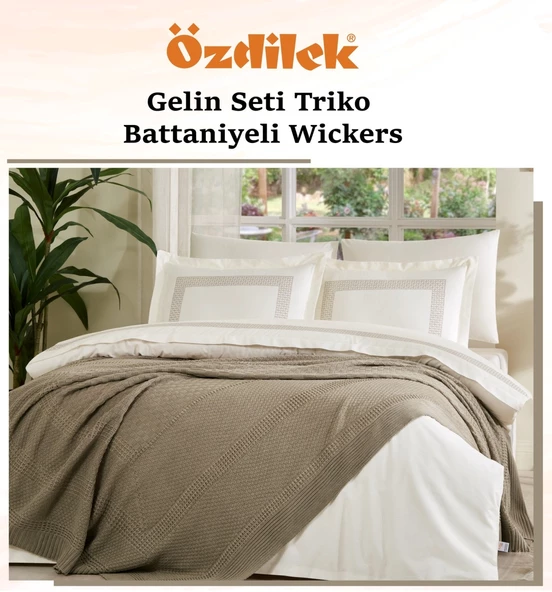 Özdilek Wickers 7 Parça Triko Battaniyeli Gelin Seti-Vizon - 2