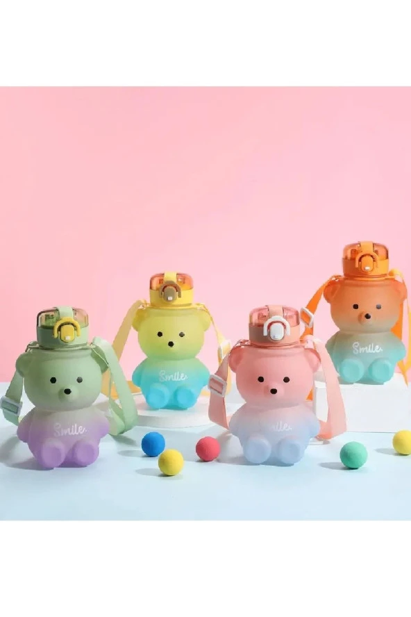 Hayal Sepeti Gülen Ayıcık Model Su Matarası Su Şişesi Suluk 800 ml Bpa Içermez Suluk Çocuk Suluk - 7