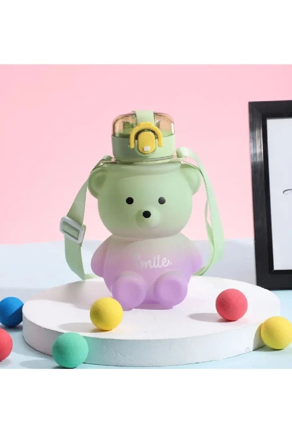 Hayal Sepeti Gülen Ayıcık Model Su Matarası Su Şişesi Suluk 800 ml Bpa Içermez Suluk Çocuk Suluk - 8