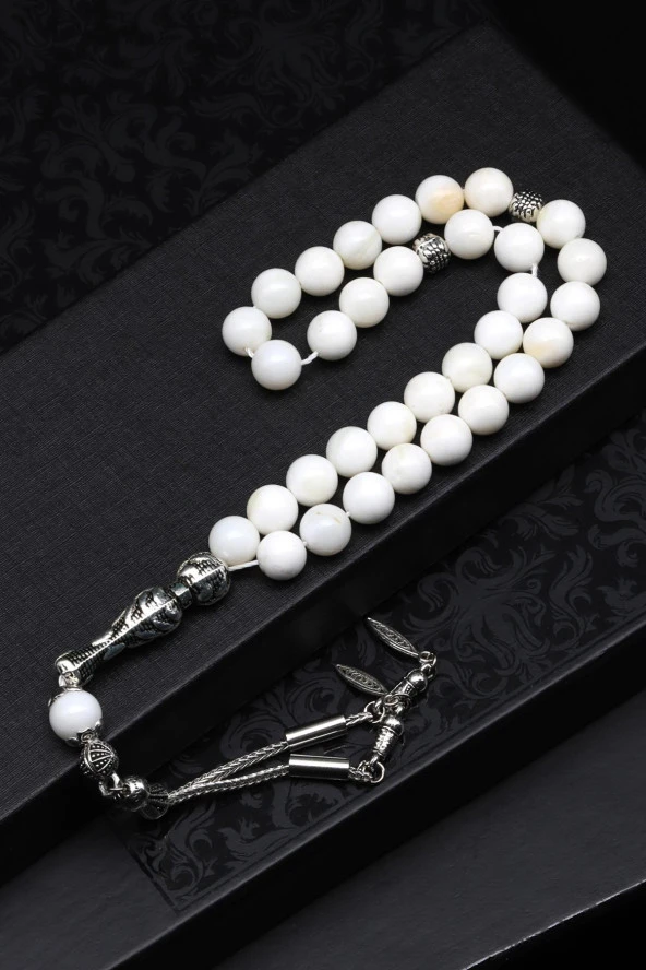 Sedef Doğal Taş Tesbih 8 mm Küre Kesim ürün görseli