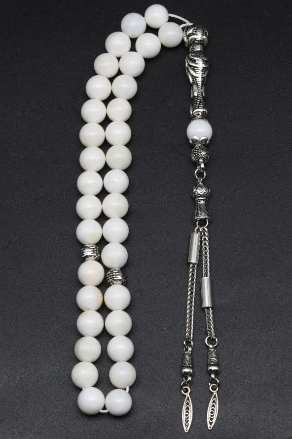 Sedef Doğal Taş Tesbih 8 mm Küre Kesim - Resim 2