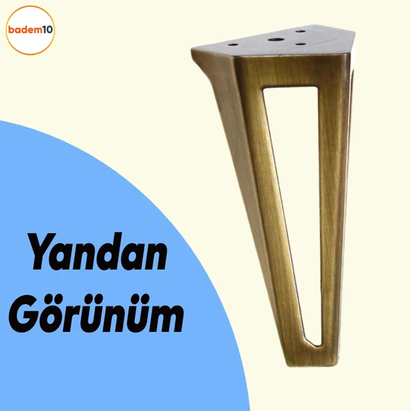 Ovit Açık Koltuk Baza Puf Kanepe Tv Ünite Masa Mobilya Ayağı Ayakları Metal Ayak 14 Cm Antik Sarı - Resim 3