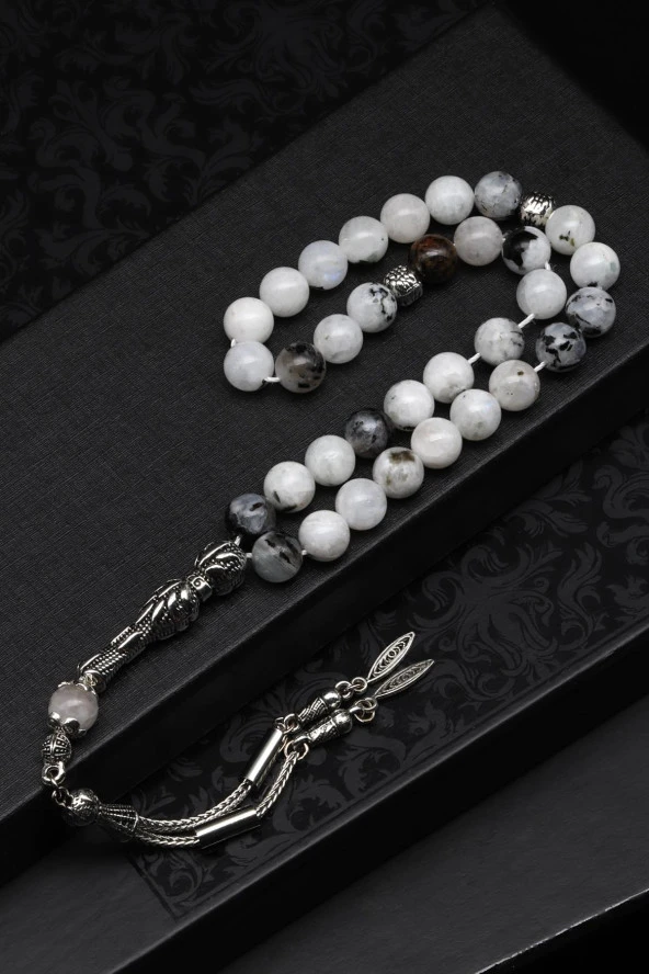 Ay Taşı Doğal Taş Tesbih 8 mm Küre Kesim