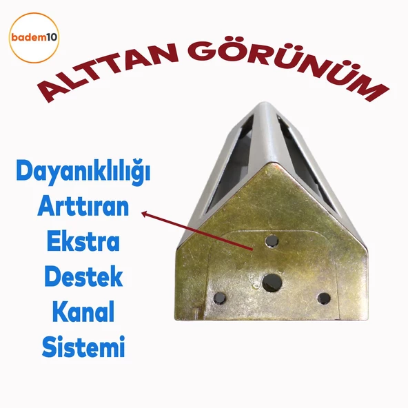 Ovit Açık Koltuk Baza Puf Kanepe Tv Ünite Masa Mobilya Ayağı Ayakları Metal Ayak 14 Cm Antik Sarı - Resim 4