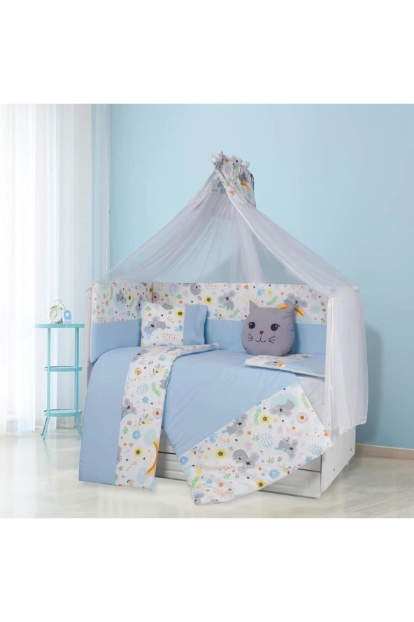 Tugu Home&baby 60x120cm Yan Korumalıklı Pamuklu Gökkuşağı Yıldızlı Model 9 Parça Bebek Uyku Seti