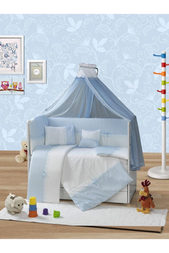 Tugu Home&baby 60x120cm Yatak Yan Korumalıklı %100 Pamuk Fistolu Model 10 Parça Bebek Uyku Seti13