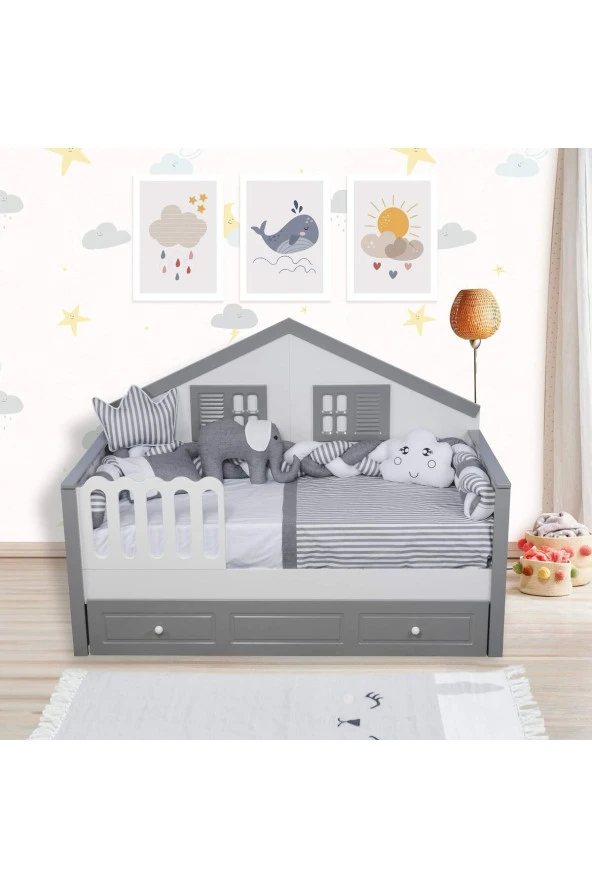 Tugu Home&baby 90x190 Montesorri Örgü Korumalı Pamuklu 8 Parça Çocuk Uyku Seti13