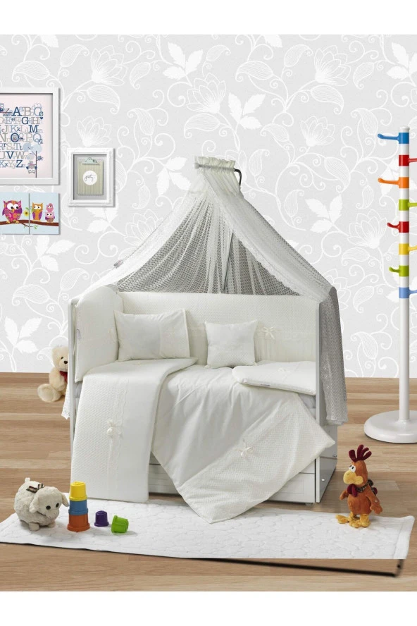 Tugu Home&baby 70x130cm Yan Korumalıklı %100 Pamuk Fistolu Model 10 Parça Bebek Uyku Seti12