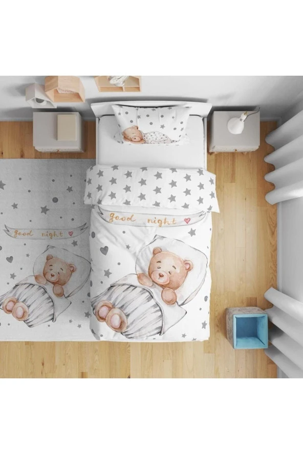 TuGu HoMe&BaBy Çift Taraflı Dijital Baskılı Pamuklu Micro Saten Çocuk Odası Tek Kişilik Nevresim33