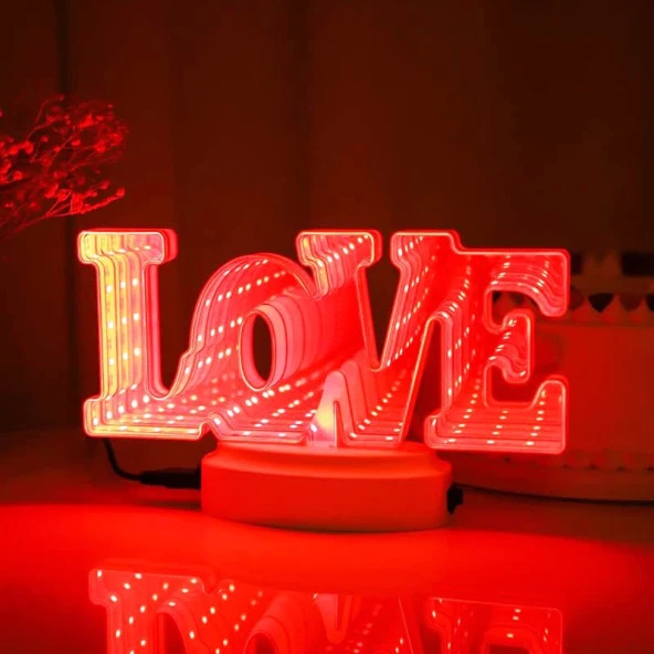 VIP LOVE + HEART LED LİGHT 3D TUNNEL LAMP 3D IŞIKLI LOVE YAZISI + LED IŞIKLI KALP USB+PİLLİ LED IŞIK - Resim 2