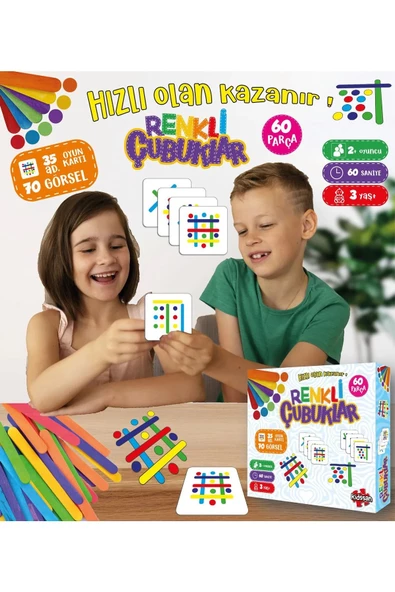 Renkli Çubuklar Oyunu Eğlenceli Kutu Oyunu Eğitici Oyuncak - 2
