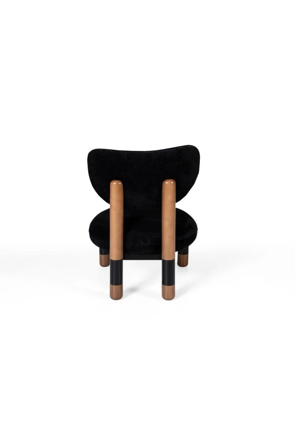 TurkishTouch Modern Berjer Siyah Teddy Kumaş Ahşap Ayak Siyah Metal Gövde Tekli Koltuk Salon Genç Odası Ofis - 4