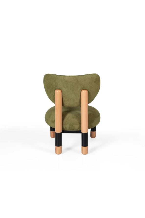 TurkishTouch Modern Berjer Yeşil Teddy Kumaş Ahşap Ayak Siyah Metal Gövde Tekli Koltuk Salon Genç Odası Ofis - 4