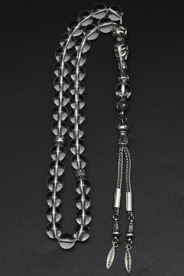 Kristal Kuvars Doğal Taş Tesbih 8 mm Küre Kesim - 2