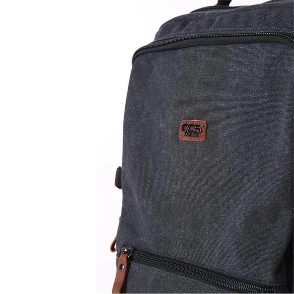 Ççs London 51573 Laptop Kanvas Sırt Çantası Siyah - 6