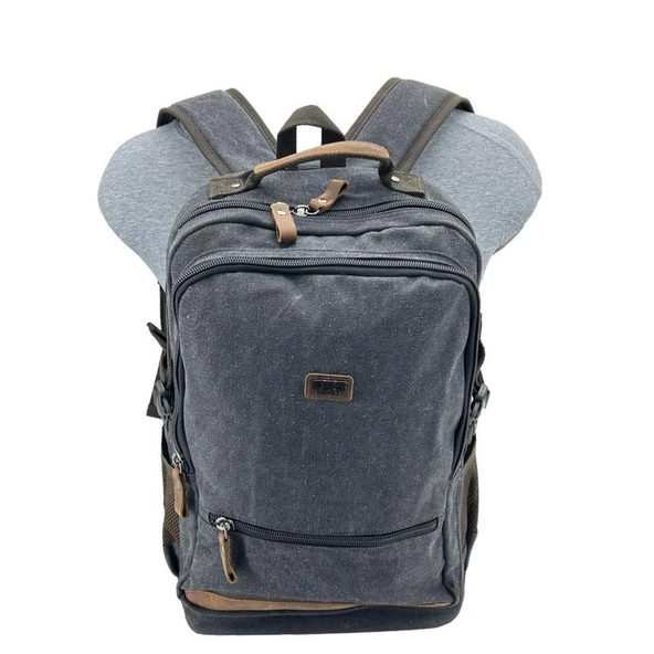 Ççs London 51573 Laptop Kanvas Sırt Çantası Siyah - 5