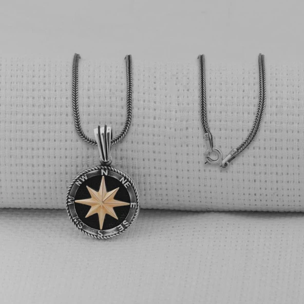 Pusula 925 Ayar Erkek Gümüş Kolye ürün görseli 1