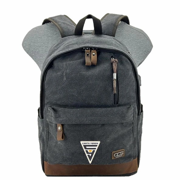 Ççs London 51568 Kanvas Usb Usb Çıkışlı Sırt Çantası Siyah - Resim 6