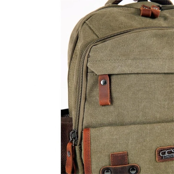 Ççs London 51567 Kanvas Sırt Çantası Haki - Resim 4