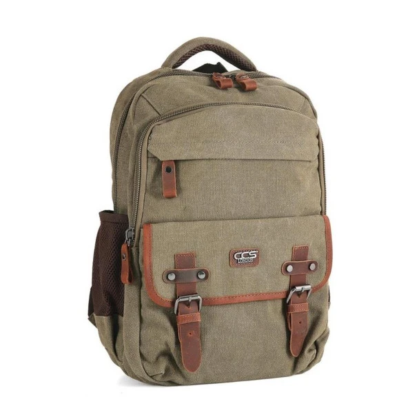 Ççs London 51567 Kanvas Sırt Çantası Haki - Resim 5