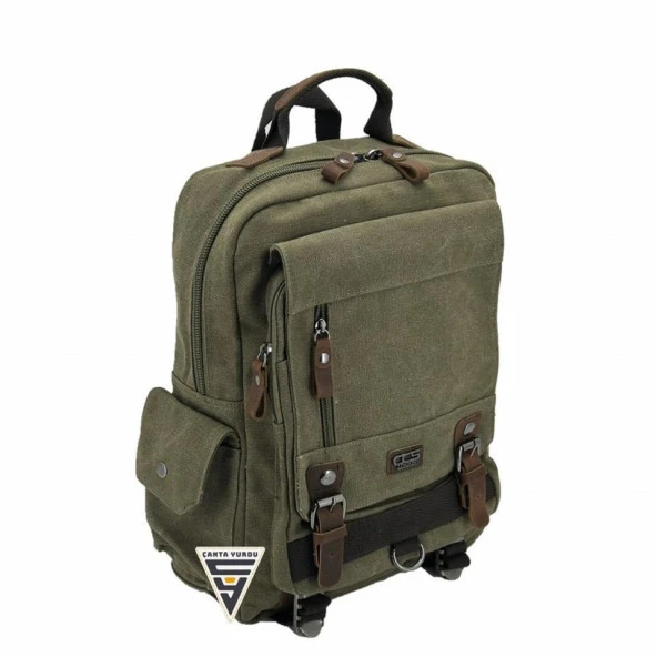 Ççs London 51565 Kanvas Sırt Çantası Haki - Resim 6