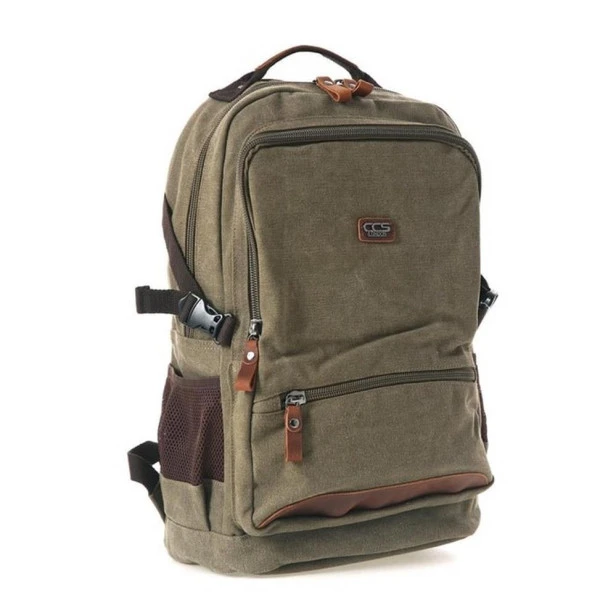 Ççs London 51573 Laptop Kanvas Sırt Çantası Haki - 5