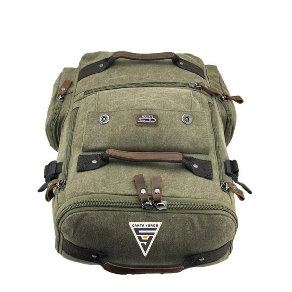 Ççs London 51564 XL Kanvas Sırt Çantası Haki - Resim 4