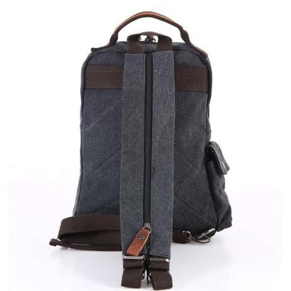 Ççs London 51563 Kanvas Çapraz Sırt ve Göğüs Çantası Siyah - Resim 3