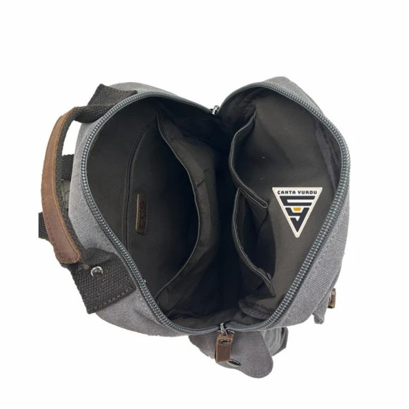 Ççs London 51563 Kanvas Çapraz Sırt ve Göğüs Çantası Gri - Resim 7