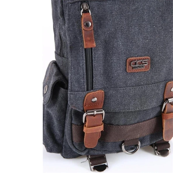 Ççs London 51563 Kanvas Çapraz Sırt ve Göğüs Çantası Siyah - Resim 5