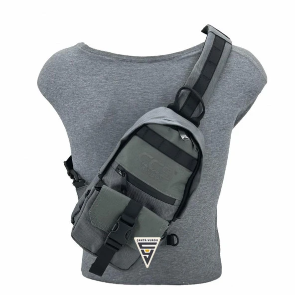 Ççs London 51606 Çapraz Sırt ve Göğüs Çantası Gri - Resim 4