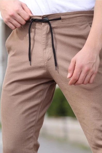 Siyah Erkek Eganis Ipli Jogger Düğmeli Kumaş Pantolon - 3