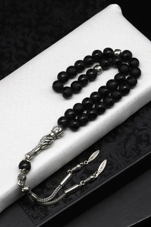 Top Desenli Obsidyen Doğal Taş Tesbih 8 mm Küre Kesim