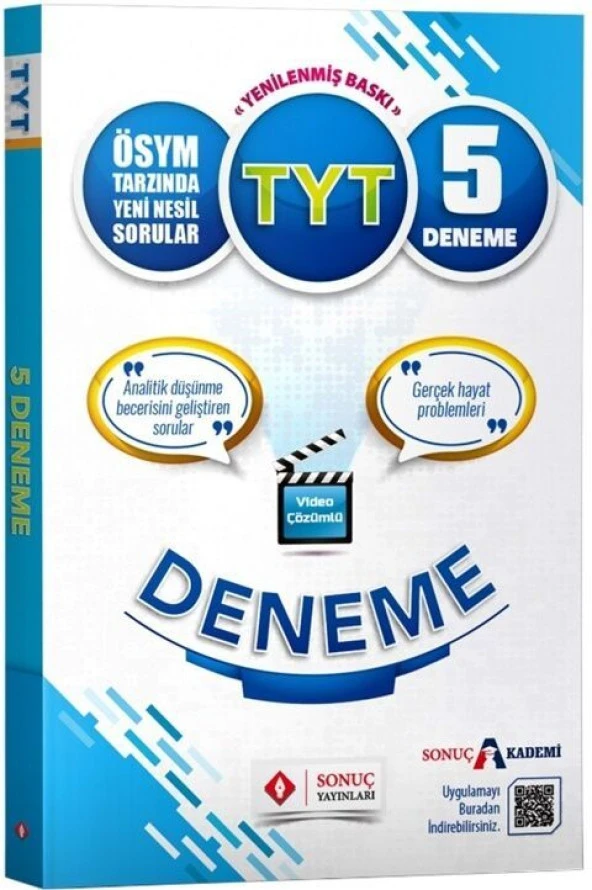 TYT Video Çözümlü 5 Deneme Sonuç Yayınları