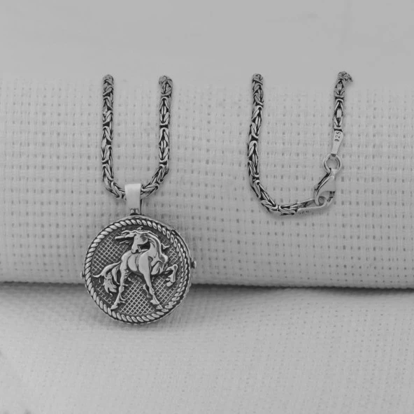 İçi Açılabilir Şans Nalı 925 Ayar Erkek Gümüş Kolye - Resim 3