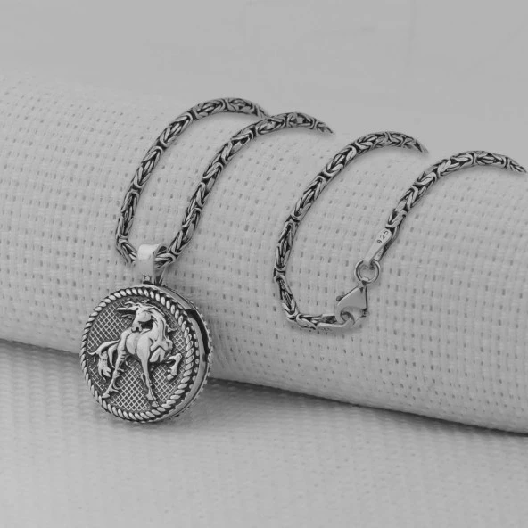 İçi Açılabilir Şans Nalı 925 Ayar Erkek Gümüş Kolye - Resim 4