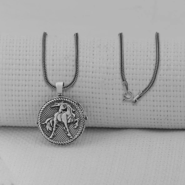 İçi Açılabilir Şans Nalı 925 Ayar Erkek Gümüş Kolye - Resim 3