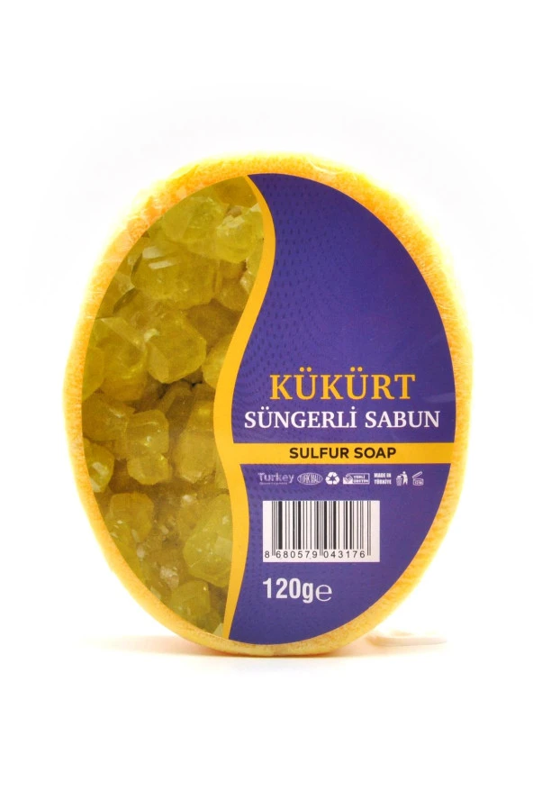 Kükürt Özlü Süngerli Sabun Banyo Duş Sabunu 120 G x 3 Adet - Resim 2