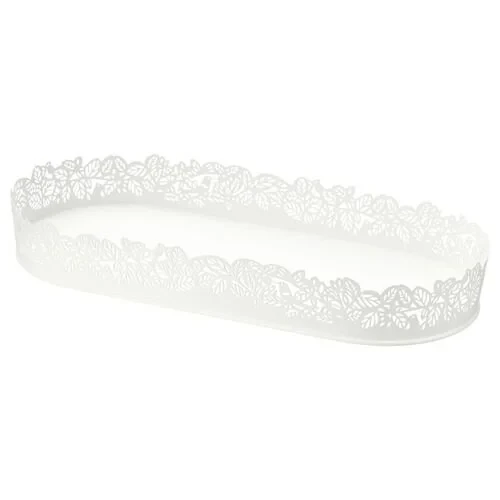 IKEA Samverka Metal Beyaz Mum Tabağı Dekoratif 35x15 cm - 1