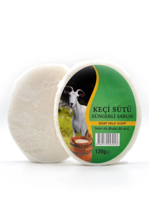 Keçi Sütü Özlü Süngerli Sabun Banyo Duş Sabunu 120 G - Resim 2