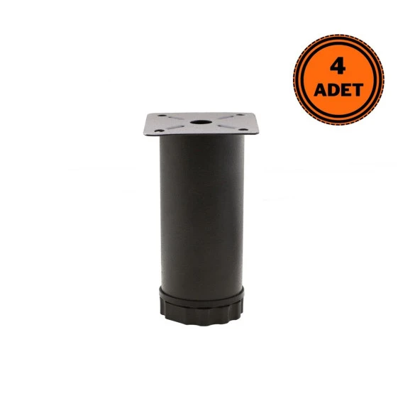 4 Adet Mobilya Ayağı Metal 8 cm Ayarlı 42 mm Mat Siyah Ayak