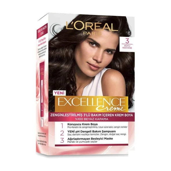 Loreal Excellence Creme Saç Boyası 3 Koyu Kestane