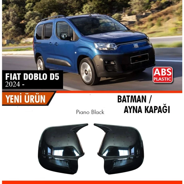 Fiat Doblo D5 2024 Uyumlu Yarasa Batman Ayna Kapağı Piano Black