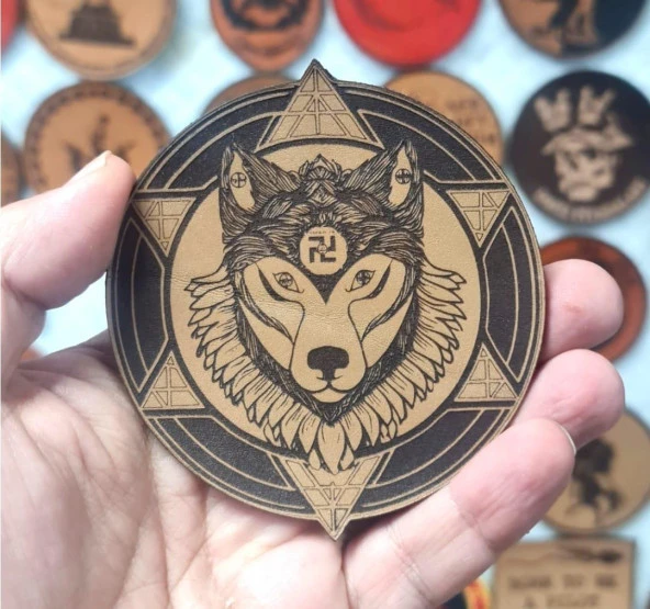 Şaman Kurt - Deri Peç - Arma - Leather Patch - 2