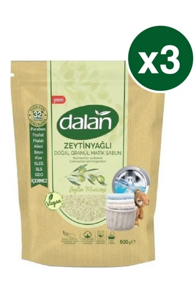 Dalan Doğal Zeytinyağlı Granül Sabun Bebek Deterjanı 500 Gr X 3 Adet