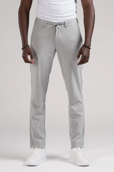 Slimfit Beli Lastikli Ve İplikli Jogger Düz Kumaş Pantolon - 9